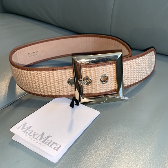 Max Mara Diretta Raffia & Leather Belt - Picture 2 of 9